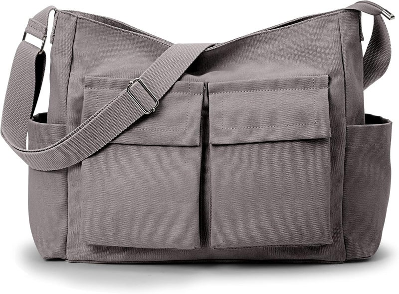 KALIDI FANCY FOREST KALIDI Canvas Tote Bag Messenger Bag, Large Crossbody Bag for Women or Men, Casual Canvas Shoulder Bag for College Work Daily - Image 1
